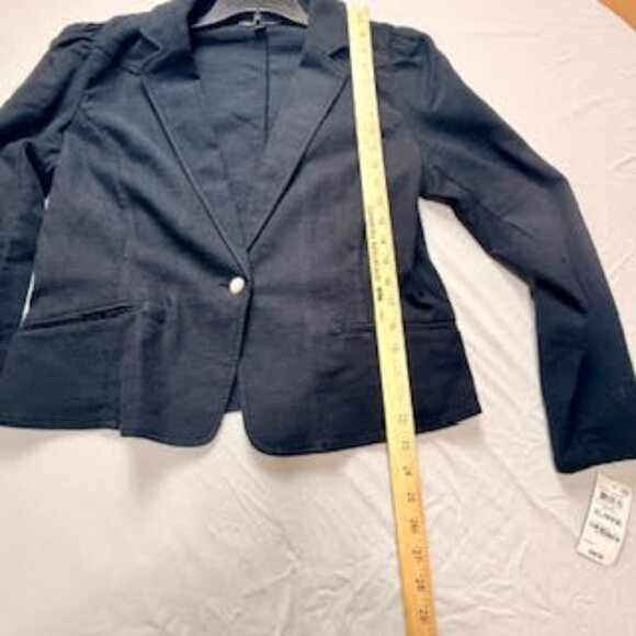 INC NWT Black Blazer Jacket Puff Shoulder Stretch Suiting Women’s XL - Picture 6 of 8